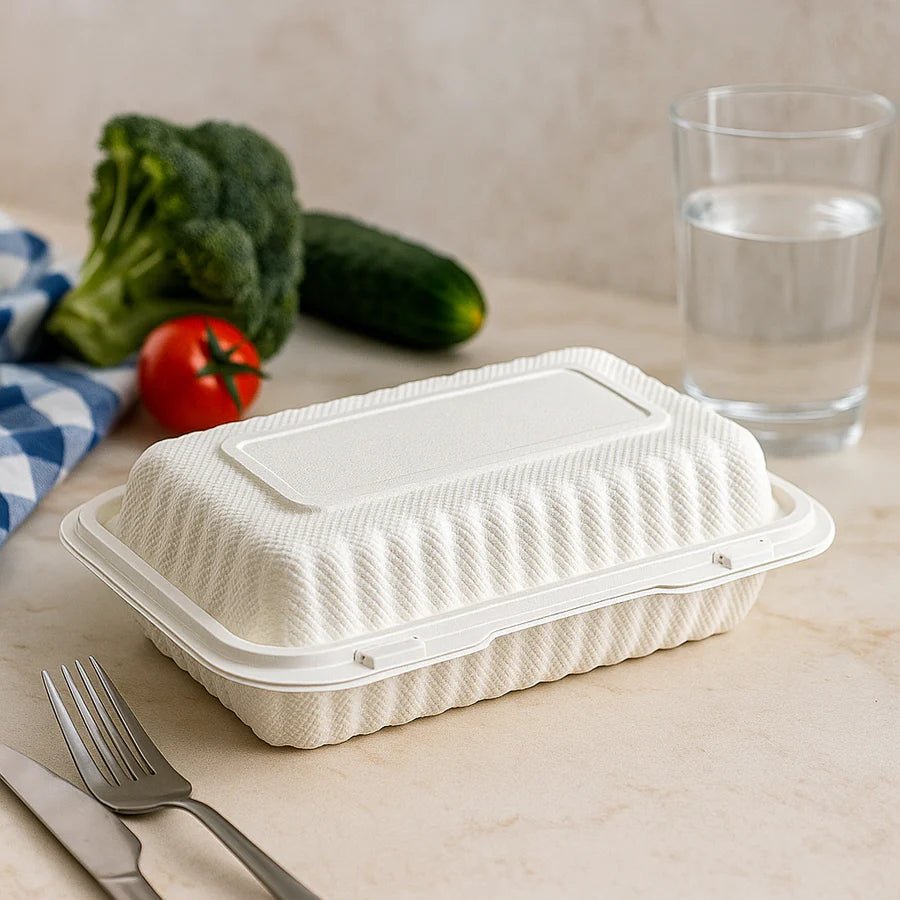 ES28 | Microwavable PP Rectangular Clamshell Container W/ Vent Hole | 9x6x2.5" 151PC - OMECA wholesale LTD.