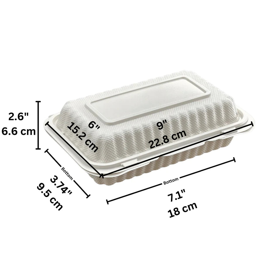 ES28 | Microwavable PP Rectangular Clamshell Container W/ Vent Hole | 9x6x2.5" 151PC - OMECA wholesale LTD.