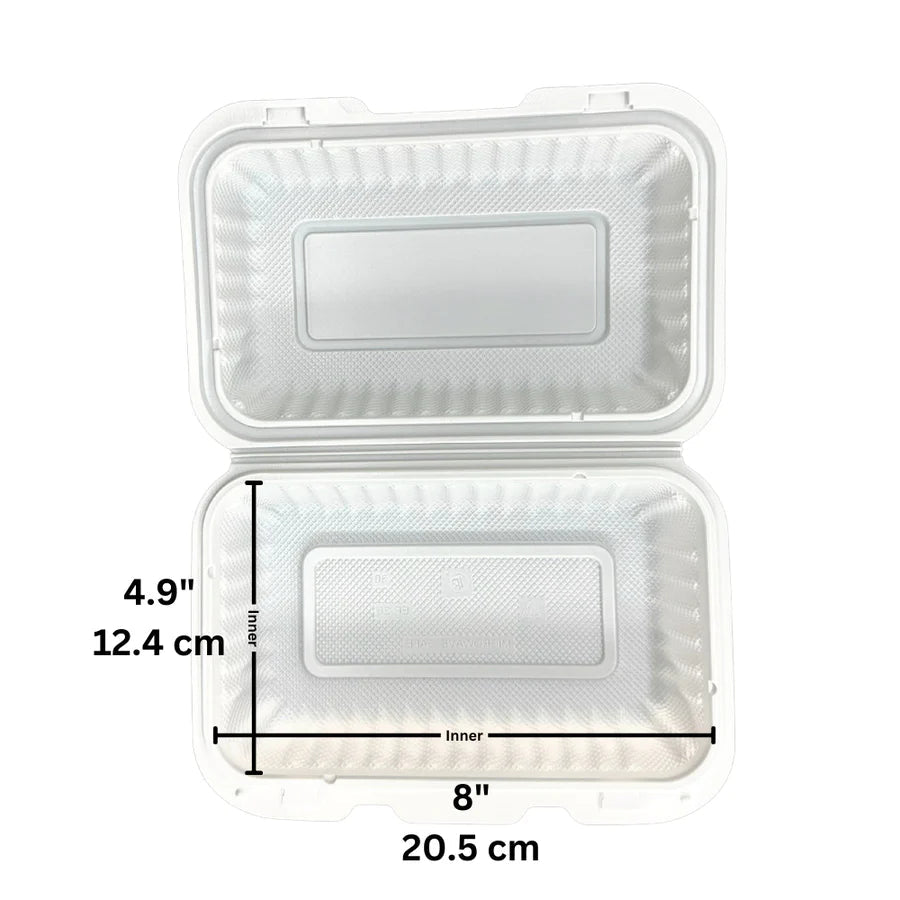ES28 | Microwavable PP Rectangular Clamshell Container W/ Vent Hole | 9x6x2.5" 151PC - OMECA wholesale LTD.