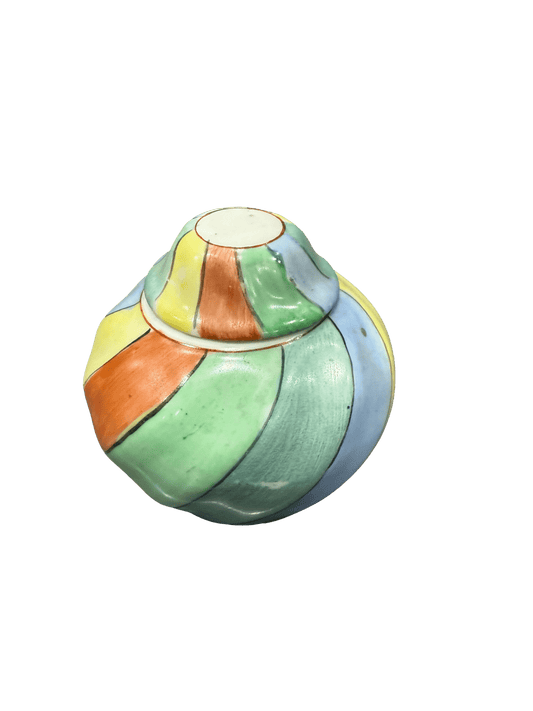 Hand - Painted Multicolor Ceramic Bowl with Lid – Vintage Swirl Design for Tea, Rice, or Decorative Display - ECO Box