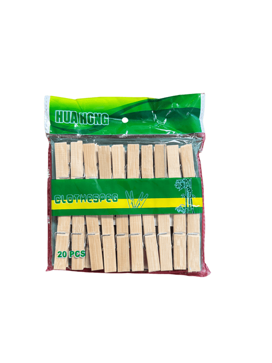 HUAHONG Wooden Clothes Pegs – 20 PCS (Natural Bamboo) - OMECA wholesale LTD.