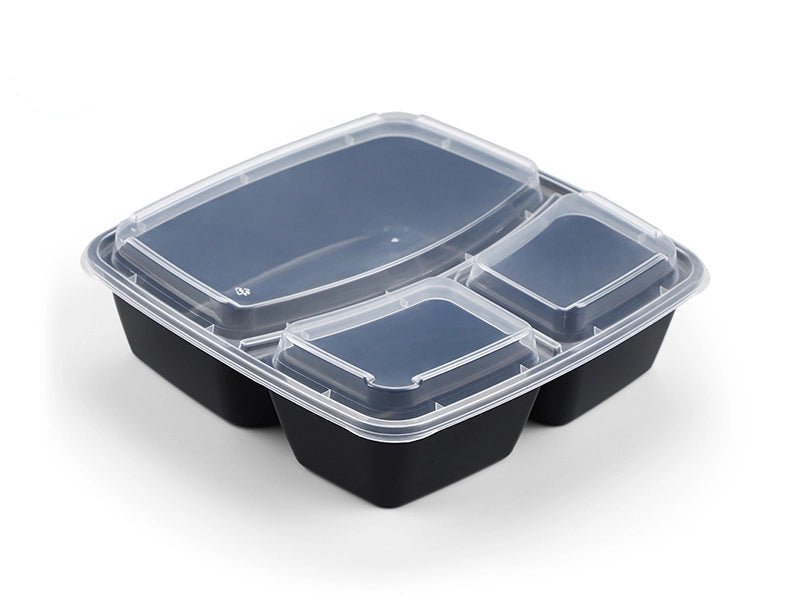 JE Series Disposable Bento Boxes with Lids – 4 - Compartment Food Containers (Microwave & Freezer Safe) - OMECA wholesale LTD.