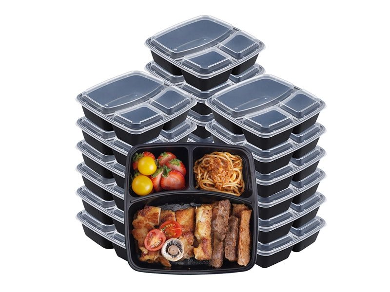 JE Series Disposable Bento Boxes with Lids – 4 - Compartment Food Containers (Microwave & Freezer Safe) - OMECA wholesale LTD.