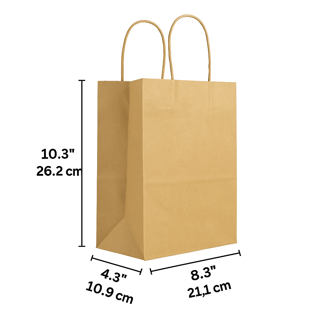 Kraft Paper Shopping Bags with Handles – Recyclable Retail & Gift Bags - OMECA wholesale LTD.