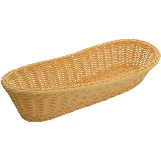 Long Woven Bread Basket - Rectangular Natural Rattan Serving Basket for Restaurant Baguette Service - OMECA wholesale LTD.