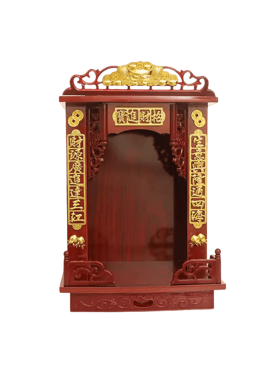 Modern Red - Gold Inscription Ancestral Shrine (新款電金對聯神臺) - OMECA wholesale LTD.
