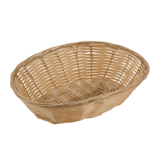 Natural Woven Bread Basket - Oval Rattan Serving Basket for Restaurant Table Service - OMECA wholesale LTD.