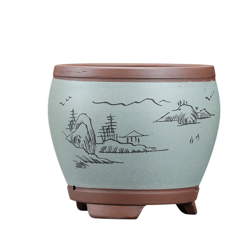 宜兴紫砂花盆陶瓷大码君子兰花盆玫瑰月季盆桌面家用 - OMECA wholesale LTD.