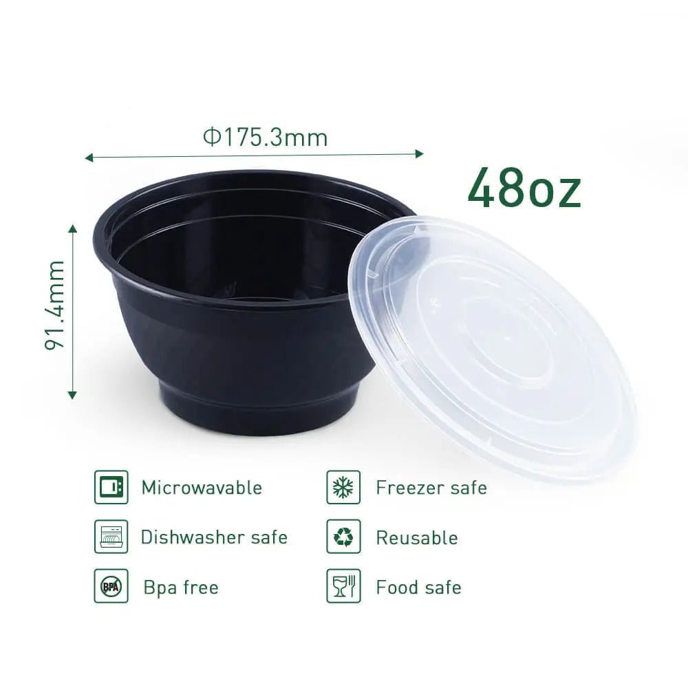 Ramen To Go Containers with Lids – Round Plastic Noodle & Soup Bowls (Microwave & Freezer Safe) - OMECA wholesale LTD.