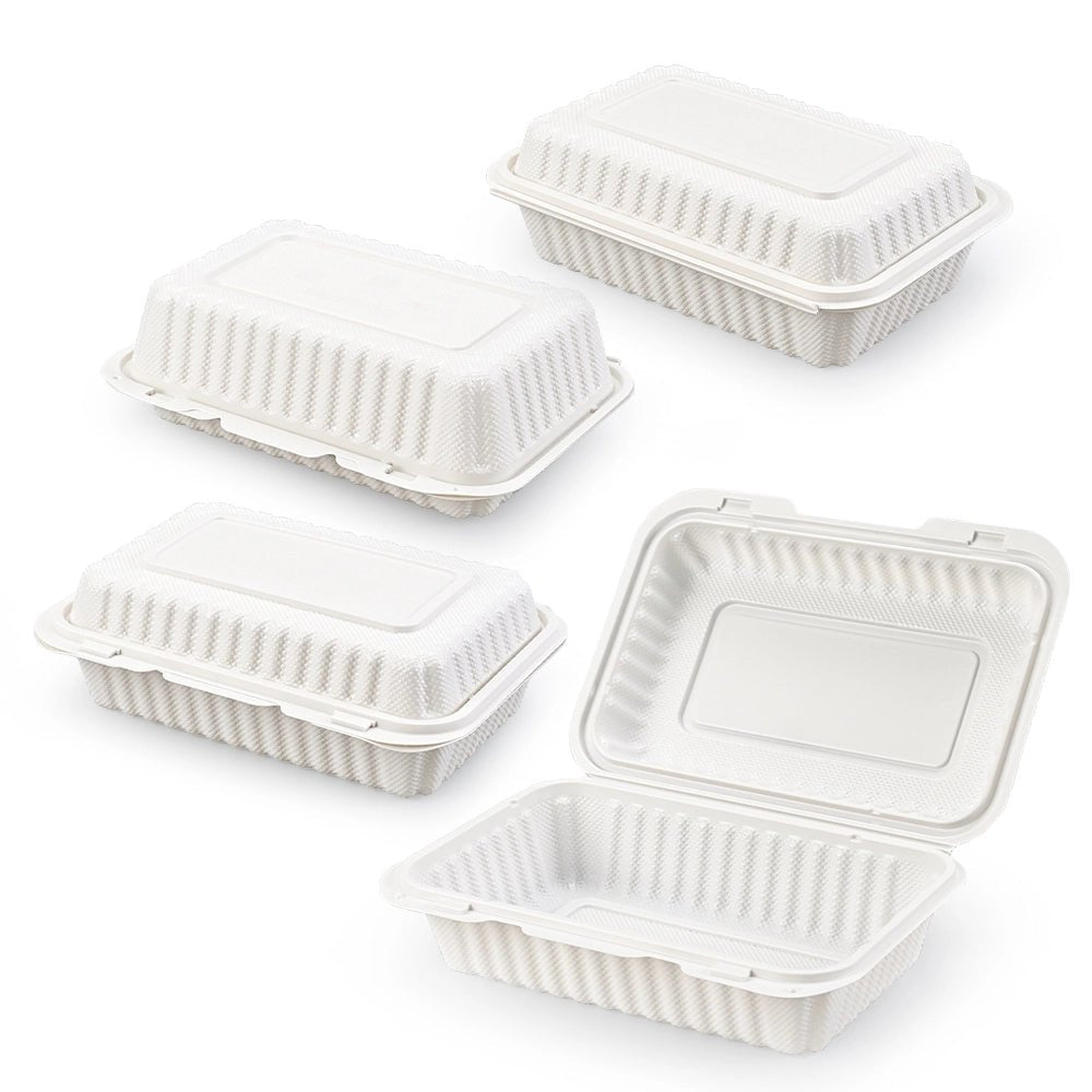 Rectangular Clamshell Hinged Takeout Containers – Eco - Friendly, Microwave & Freezer Safe - OMECA wholesale LTD.
