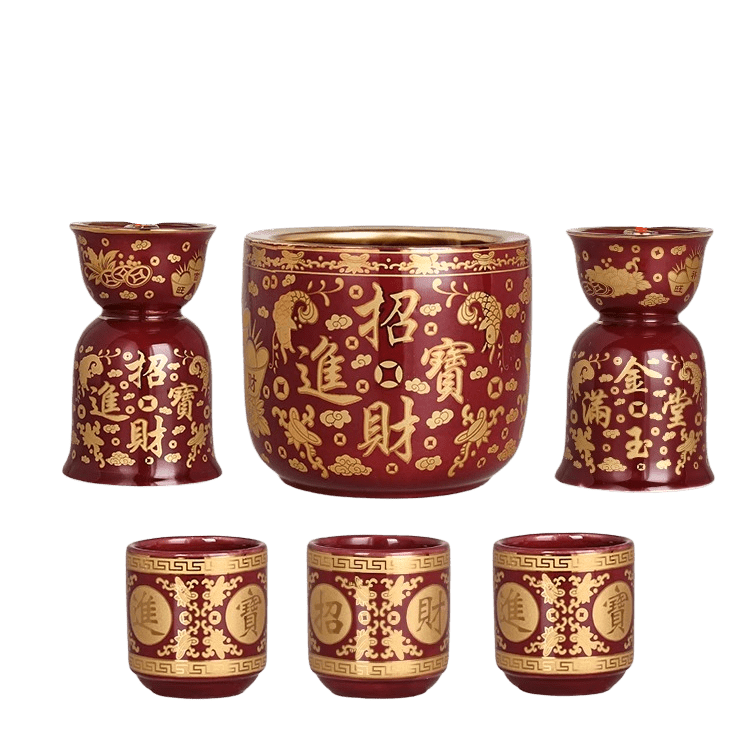 Red Fortune Ceramic Incense Burner Set - OMECA wholesale LTD.