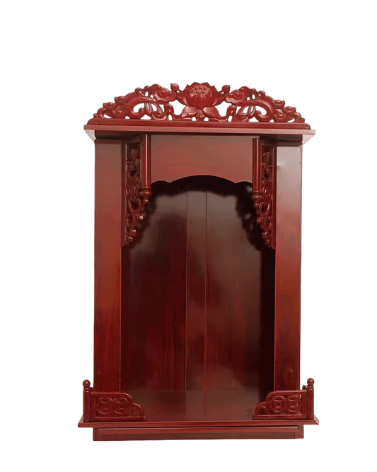 Redwood Ancestral Shrine with Carved Pillars (紅木元柱對聯神鬥神台) - OMECA wholesale LTD.