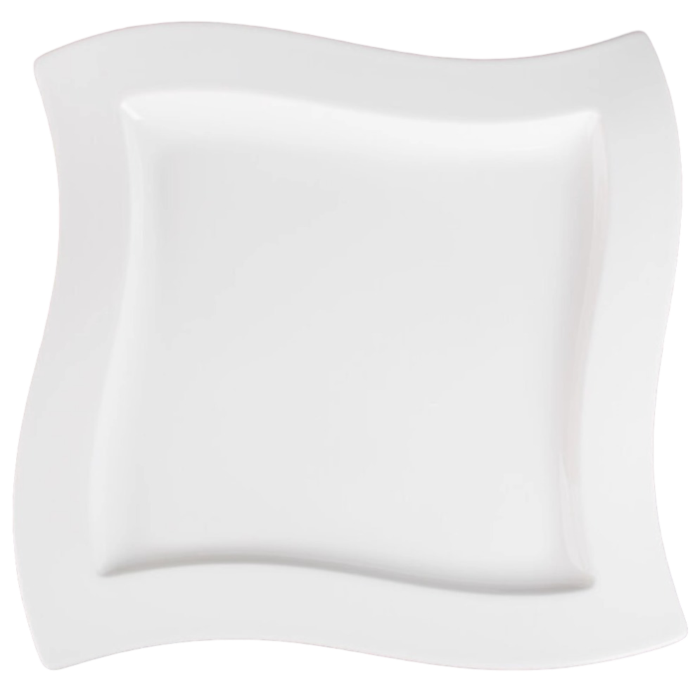 Durable Wavy Edge Square Bowl – Elegant White Ceramic