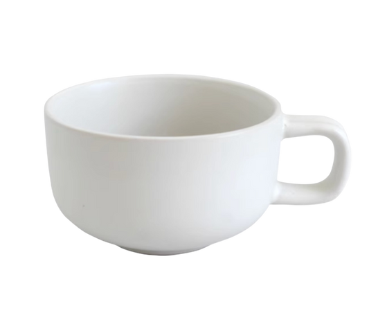 Durable Ivory Ceramic Soup Cup with Handle