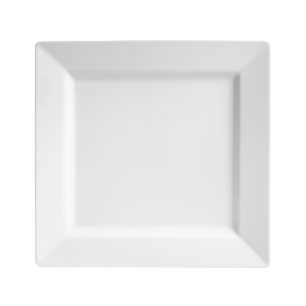 Square Flat Plate – Minimalist White Ceramic - OMECA wholesale LTD.