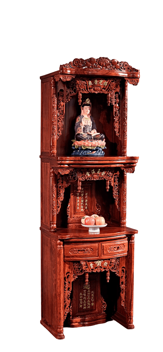 Triple - Tier Rosewood - Style Feng Shui Wooden Altar Shrine - OMECA wholesale LTD.